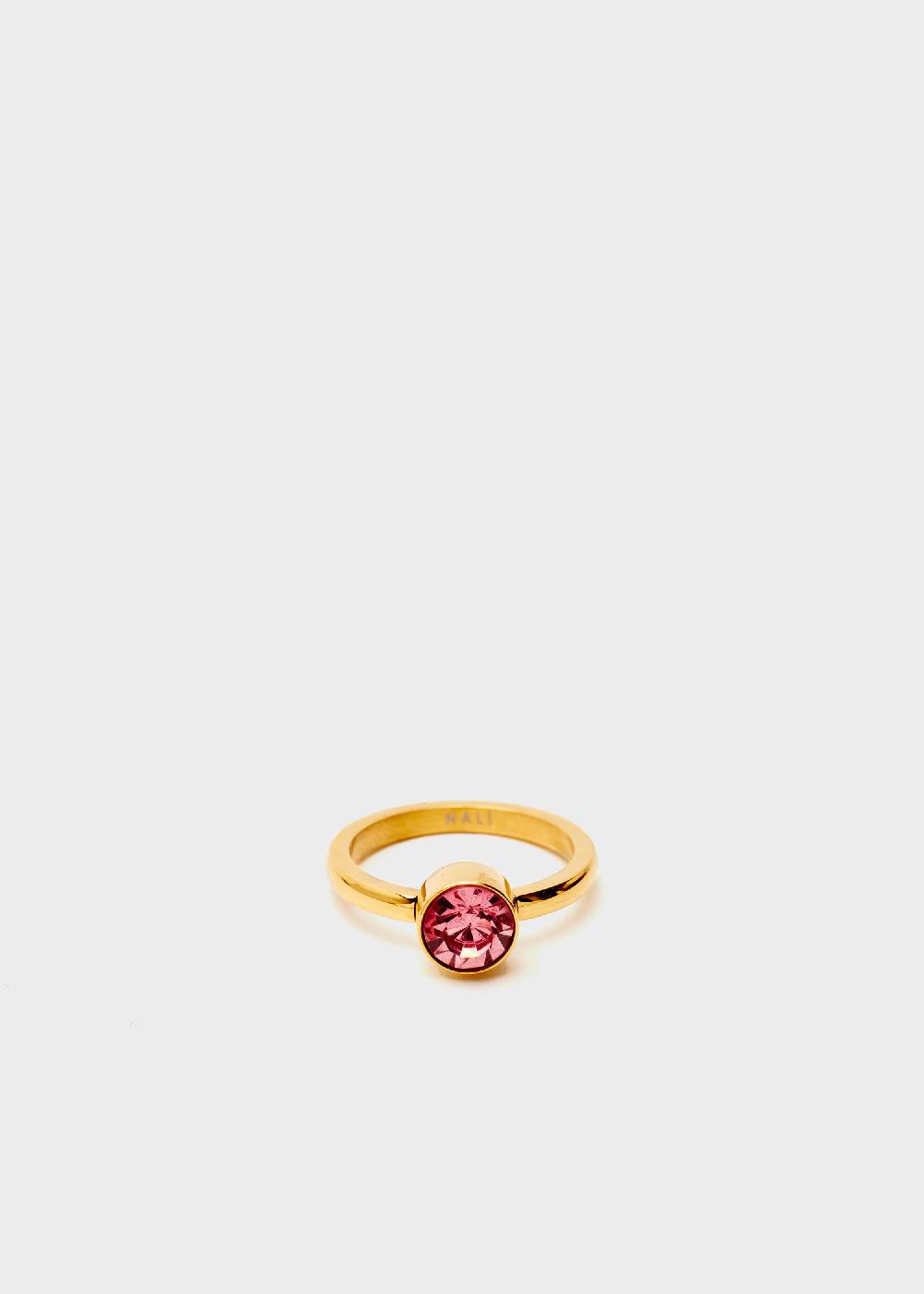 Nalí STAIN. STEEL FLORA THIN GOLD RING W/ PINK STONE Novità
