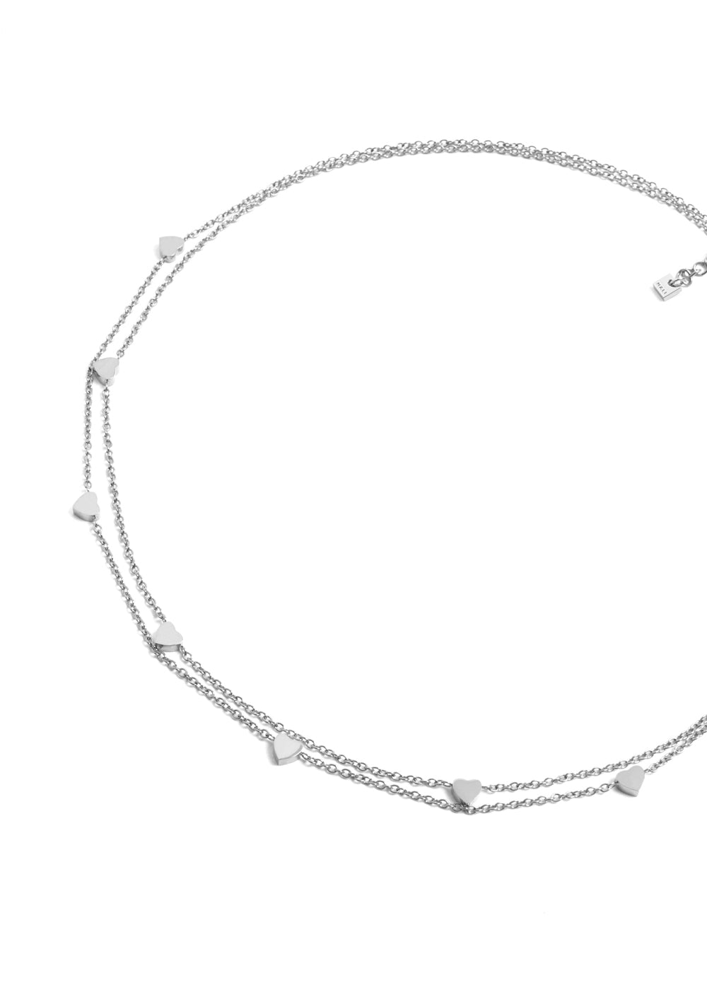 Nalí LEO NECKLACE DOUBLE CHAIN HEARTS SILVER COLOR Nuovi prodotti