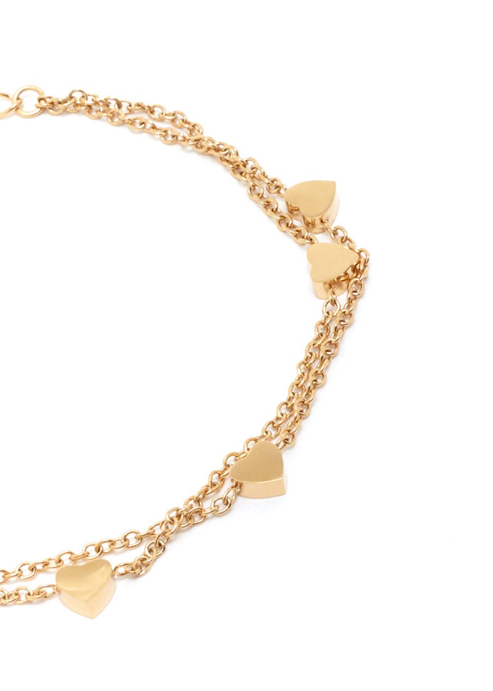 Nalí LEO BRACELET DOUBLE CHAIN HEARTS GOLD COLOR Saldi