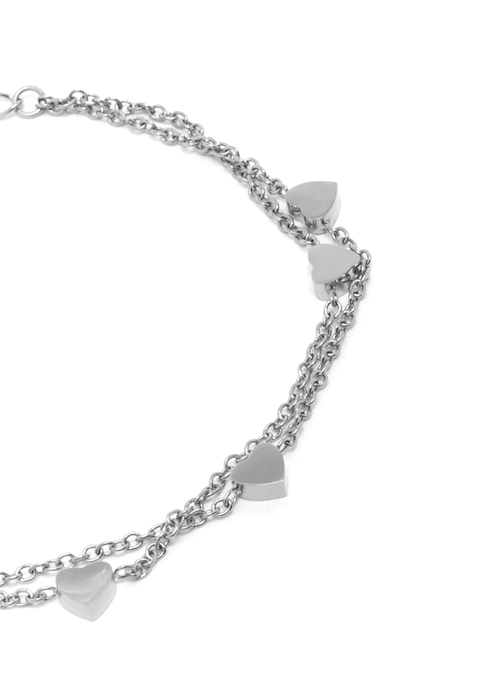 Nalí LEO BRACELET DOUBLE CHAIN HEARTS SILVER COLOR Offerte