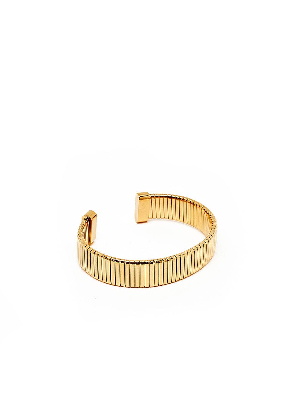 Nalí GOLD KNURLED OPEN BANGLE Vendita Economica