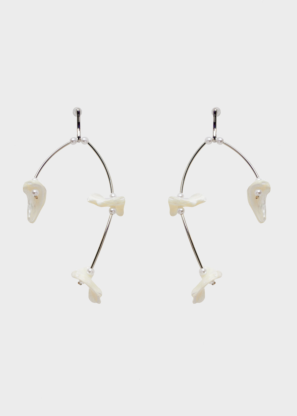 Nalí LARGE SILVER EARRINGS W/ WHITE SHELLS Qualità Garantita