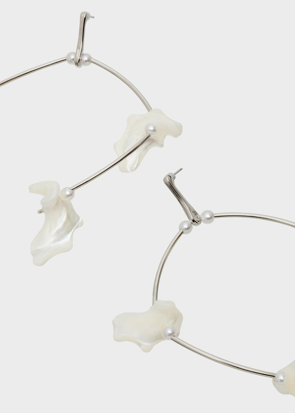 Nalí LARGE SILVER EARRINGS W/ WHITE SHELLS Qualità Garantita