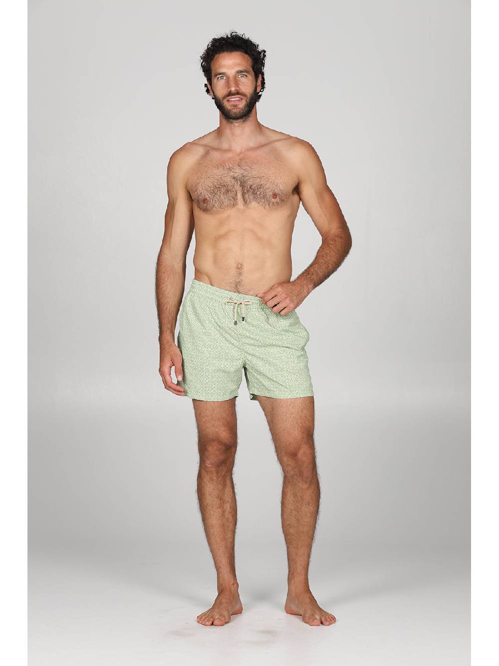 Julipet Boxer mare in leggera tela di microfibra verde, con disegno cravatteria ad alta definizione In Linea