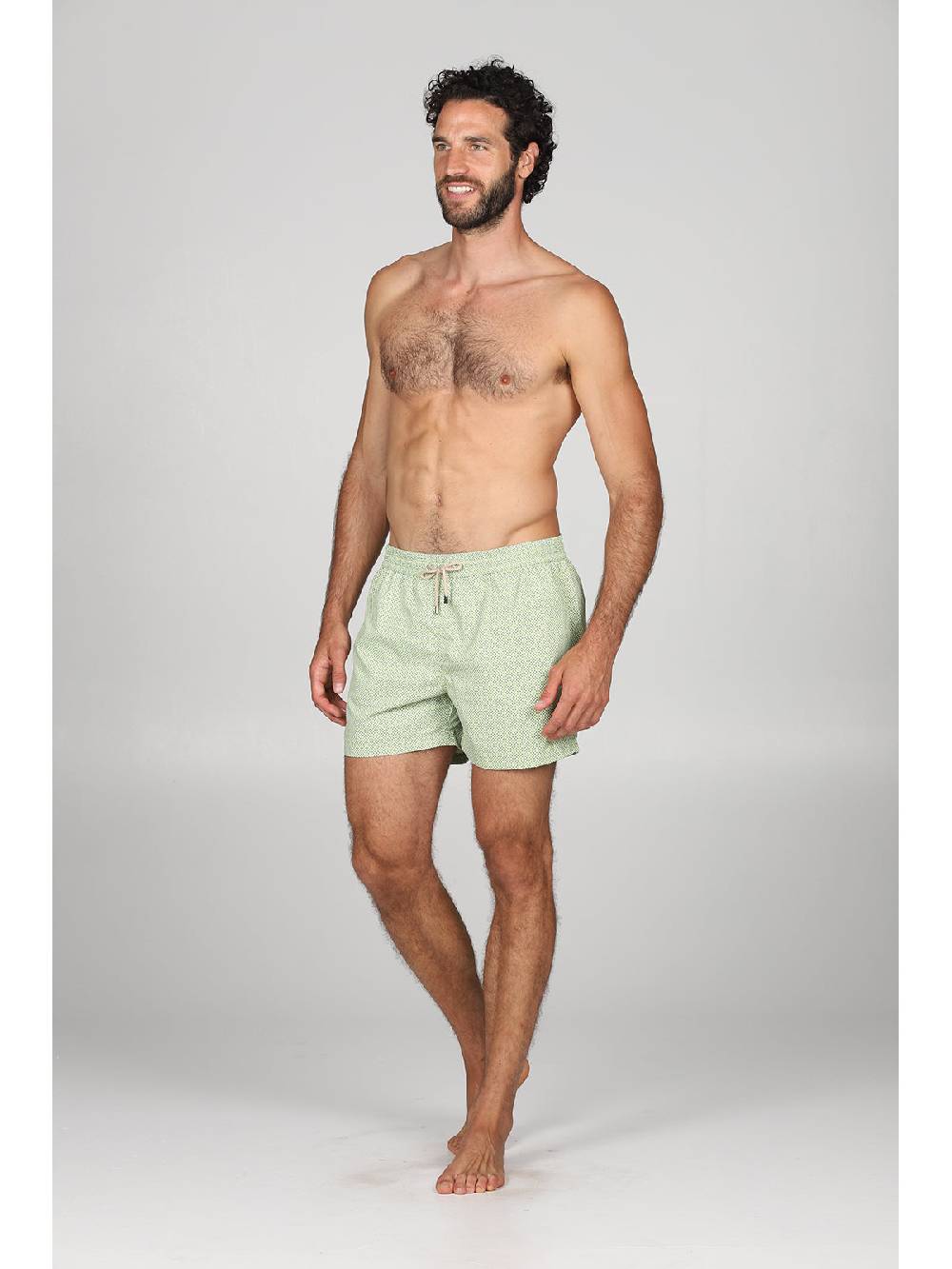 Julipet Boxer mare in leggera tela di microfibra verde, con disegno cravatteria ad alta definizione In Linea
