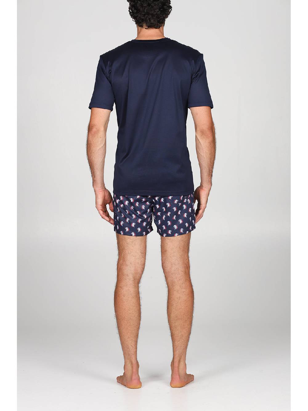 Julipet T-shirt in jersey di puro cotone blu, con stampa piazzata "indiano" 2025