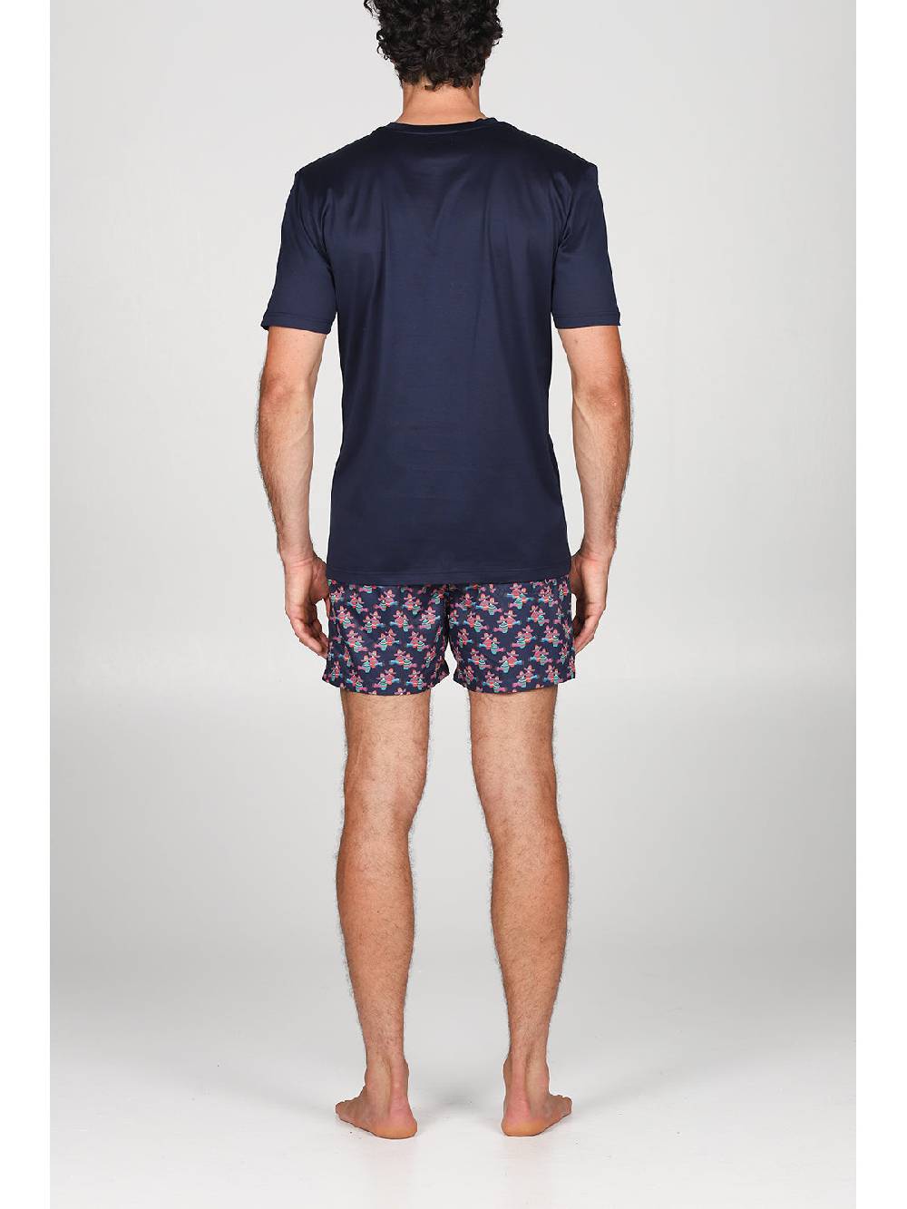 Julipet T-shirt in jersey di puro cotone blu, con stampa piazzata "siesta" Italy
