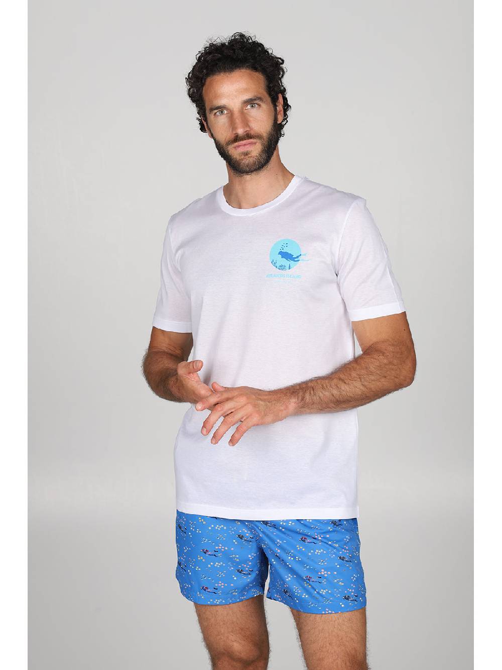 Julipet T-shirt in jersey di puro cotone bianco, con stampa piazzata "sub" 2025