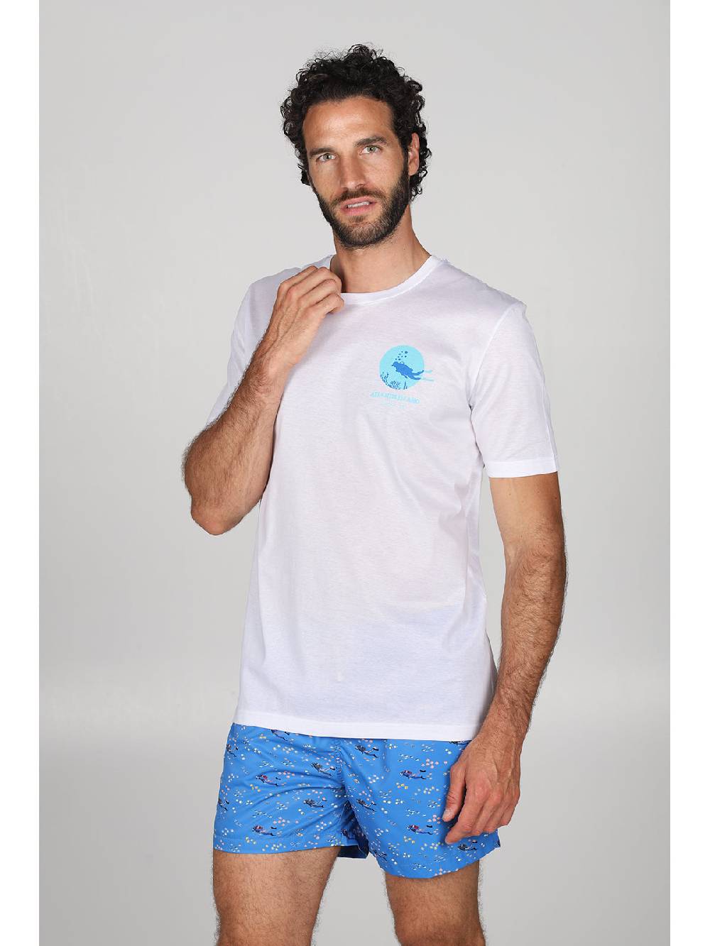 Julipet T-shirt in jersey di puro cotone bianco, con stampa piazzata "sub" 2025