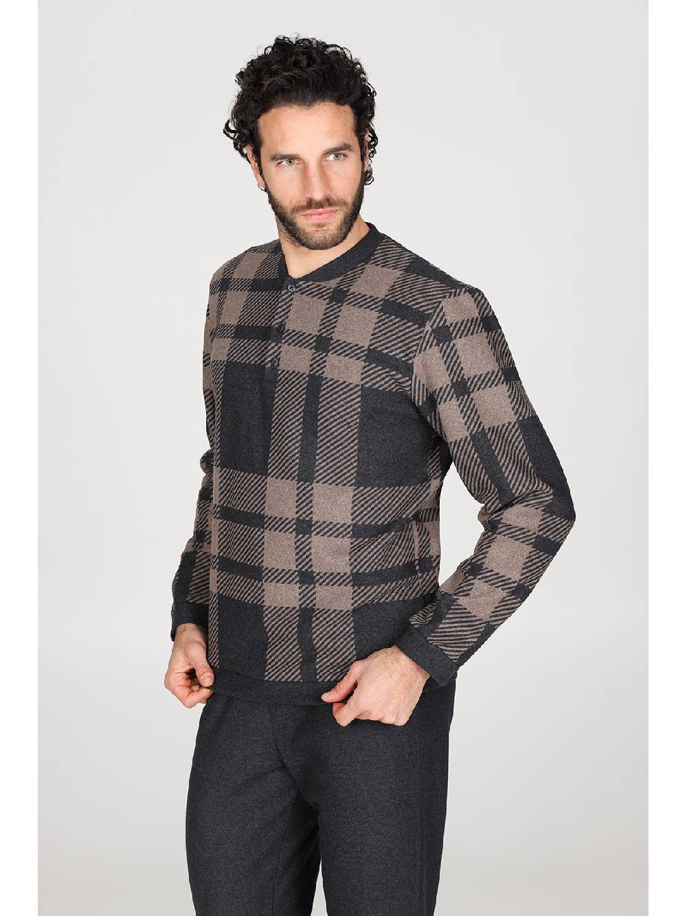 Julipet Pigiama serafino in confortevole jacquard di cotone In Vendita