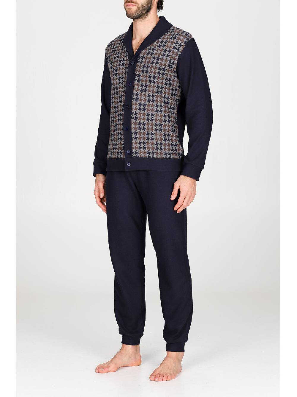 Julipet Pigiama cardigan in confortevole jacquard di cotone Italia