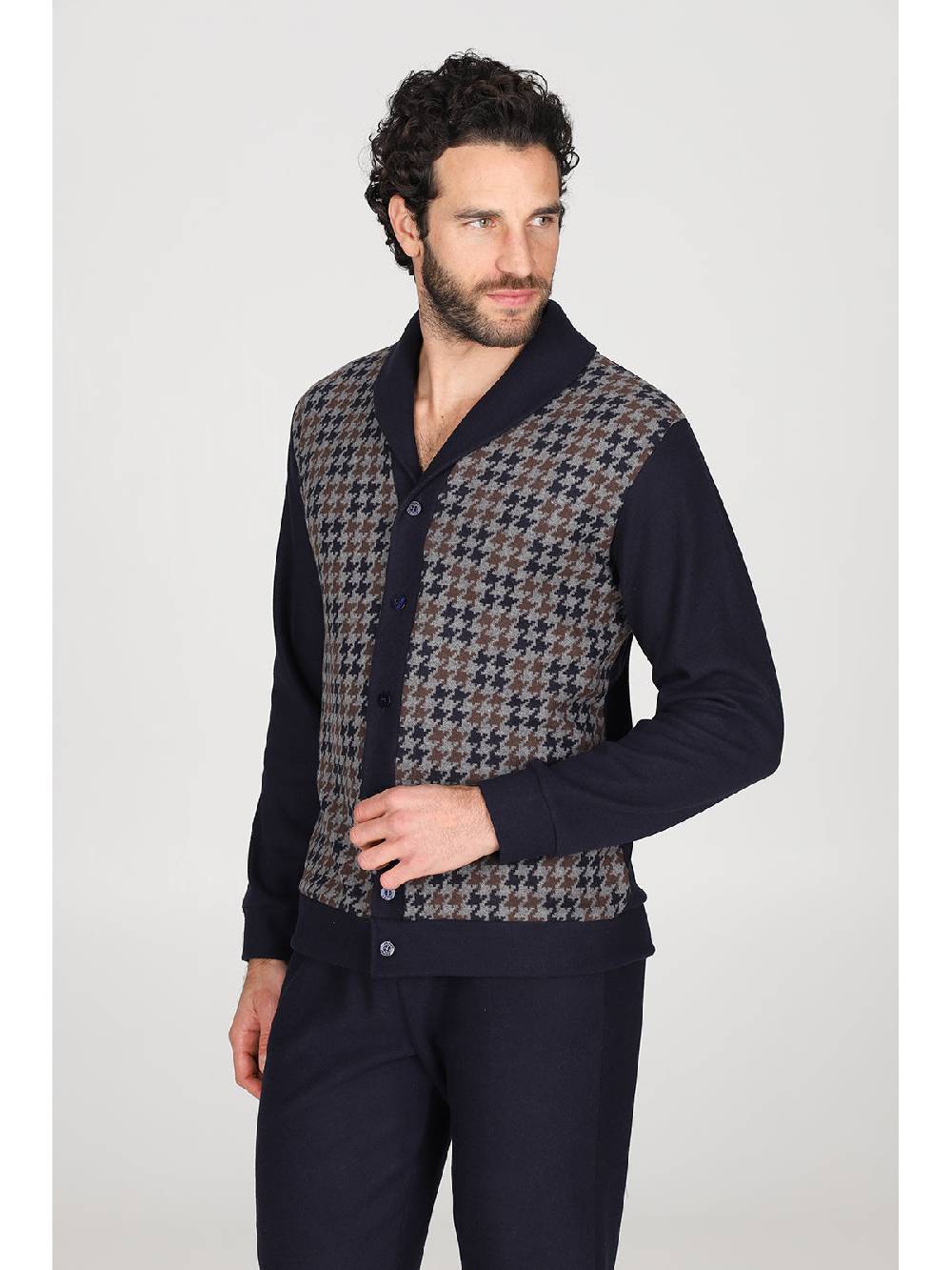 Julipet Pigiama cardigan in confortevole jacquard di cotone Italia