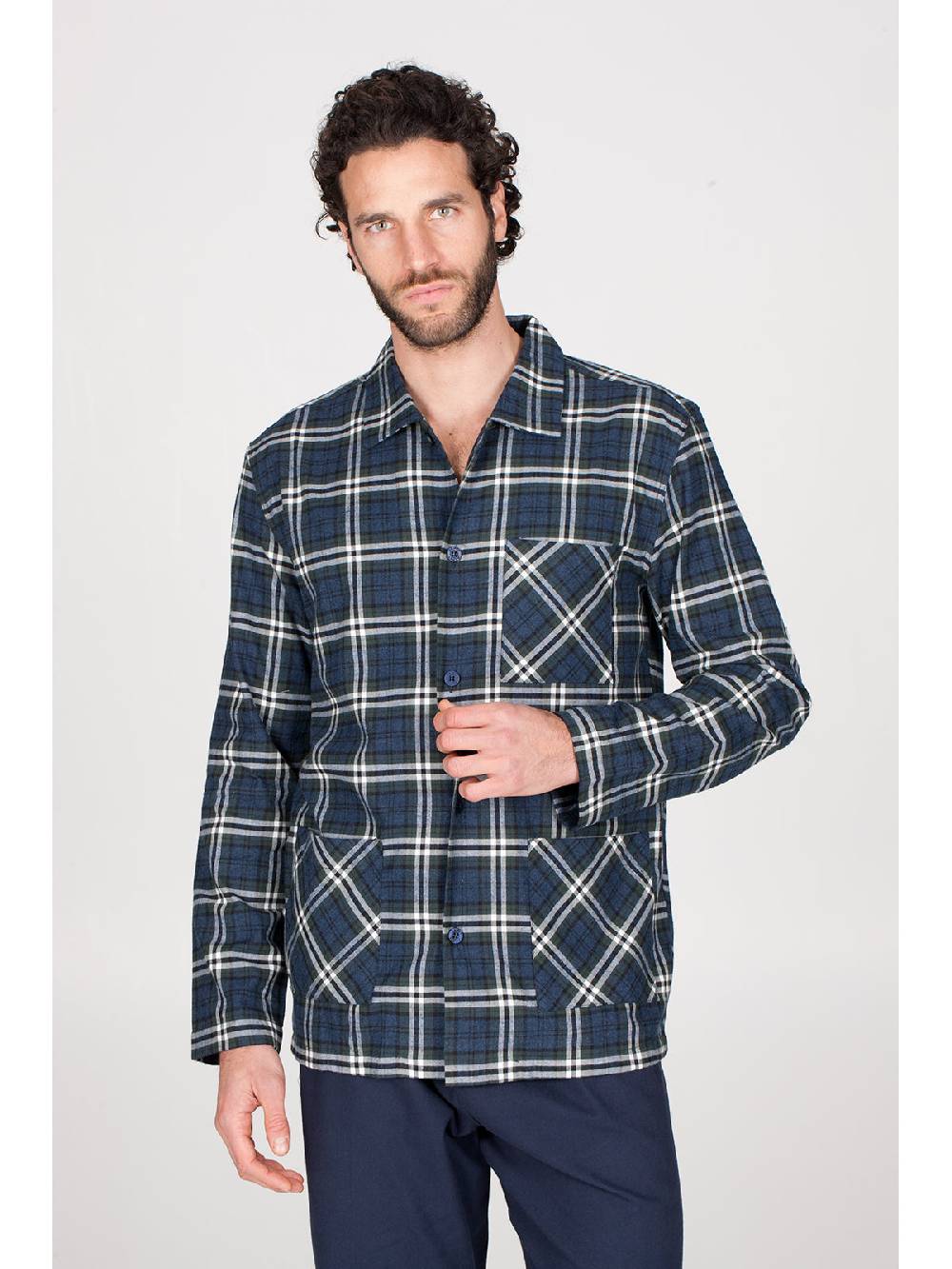 Julipet Pigiama cardigan in calda flanella di puro cotone Vendita Economica
