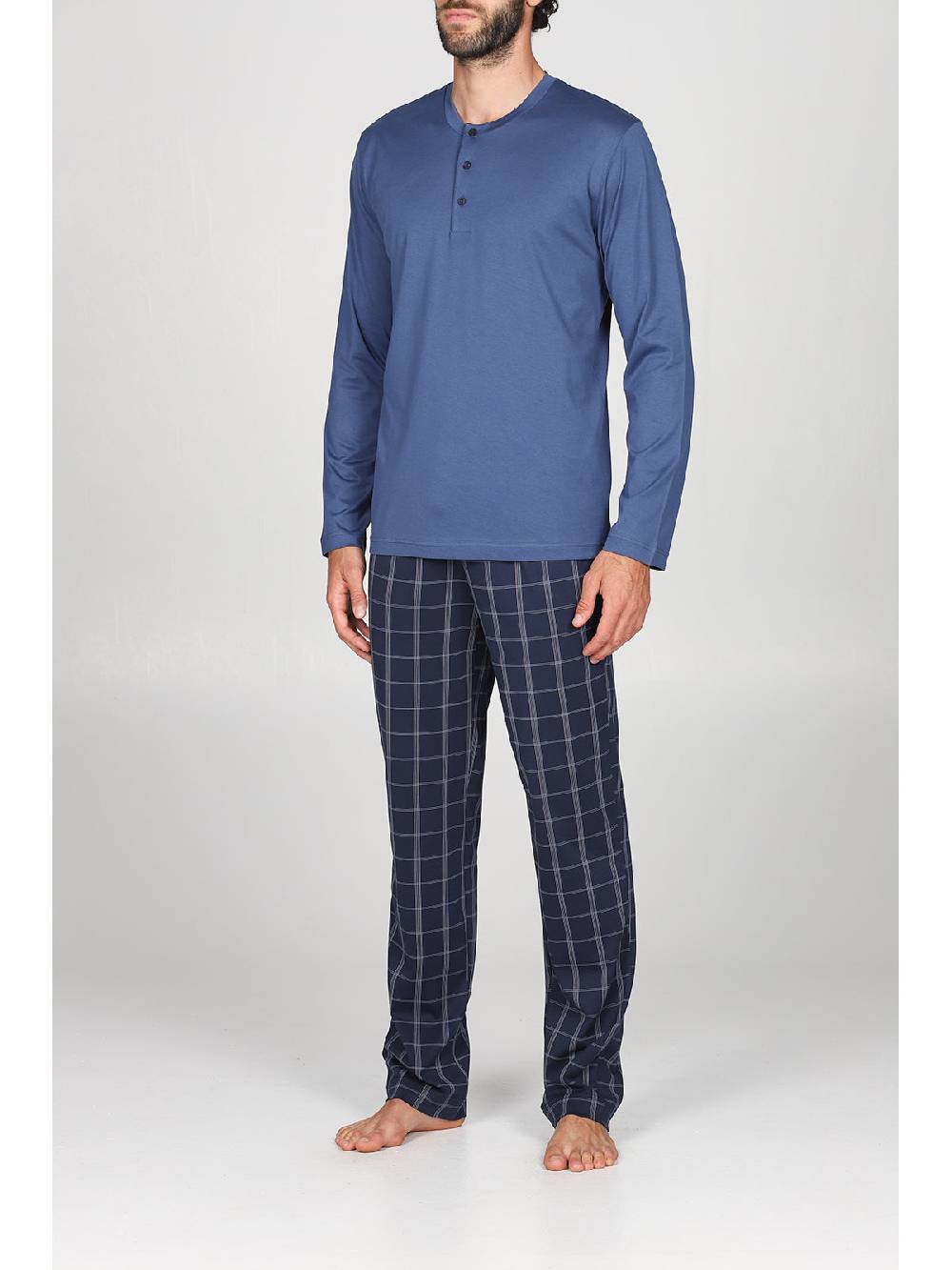Julipet Pigiama in leggerissimo jersey di puro cotone, con pantaloni fantasia scozzese Moda