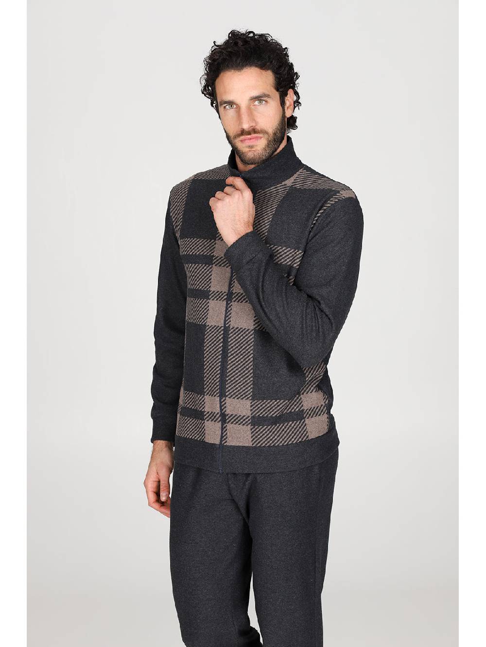 Julipet Pigiama con zip in confortevole jacquard di cotone Moda