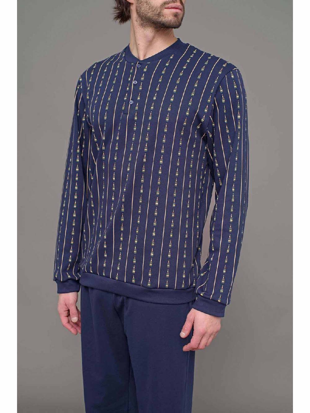 Julipet Pigiama serafino linea winewear in interlock di puro cotone Ritorno libero