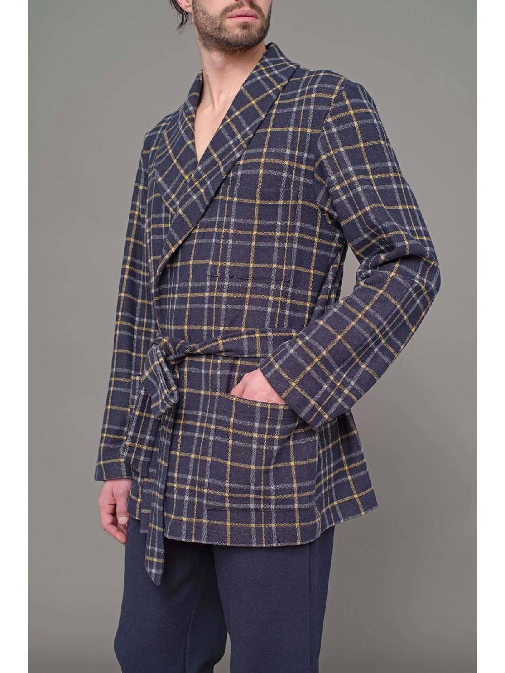 Julipet Giacca da camera sciallata fantasia tartan Sconti questo mese