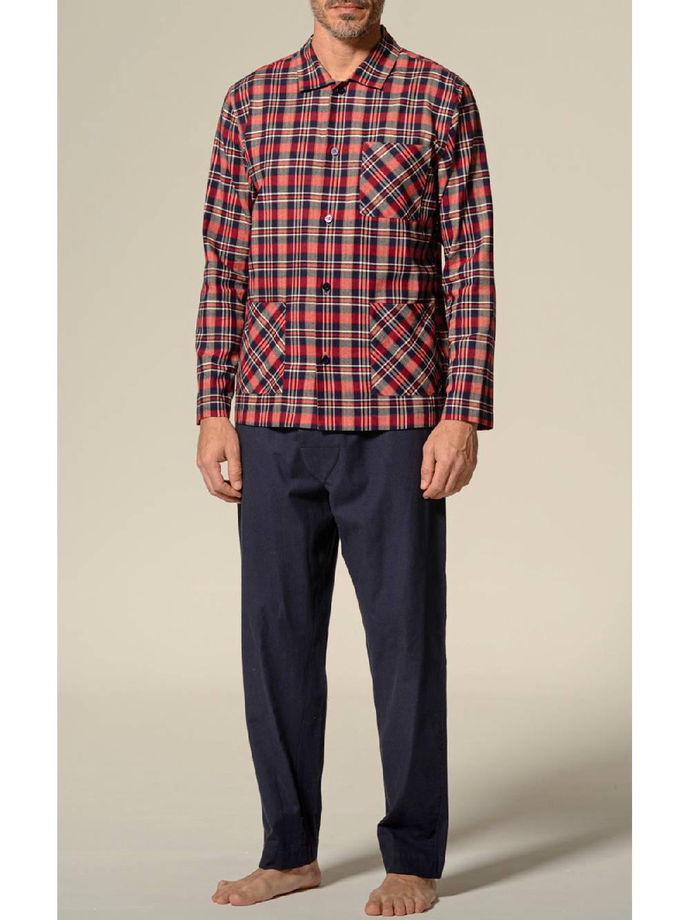 Julipet Pigiama aperto in flanella disegni tartan Outlet