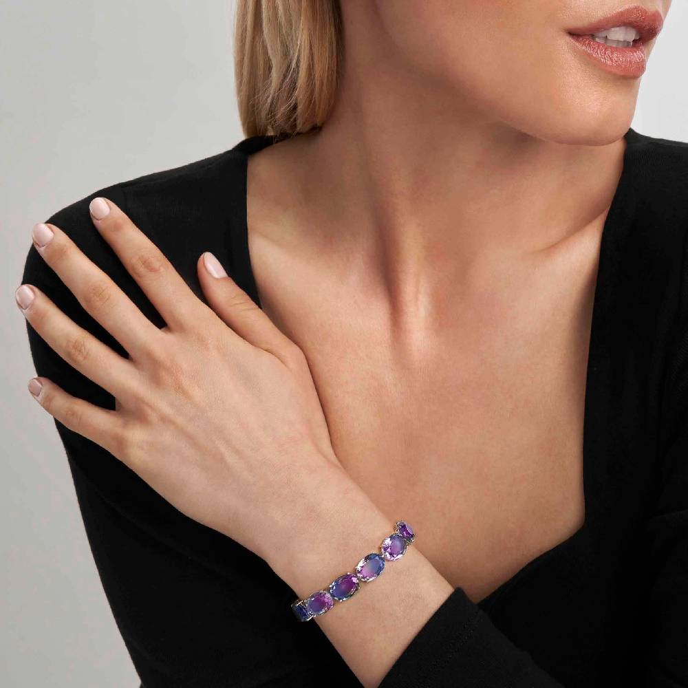 Nomination Bracciale Symbiosi con pietre grandi rosa e viola Soddisfazione Garantita
