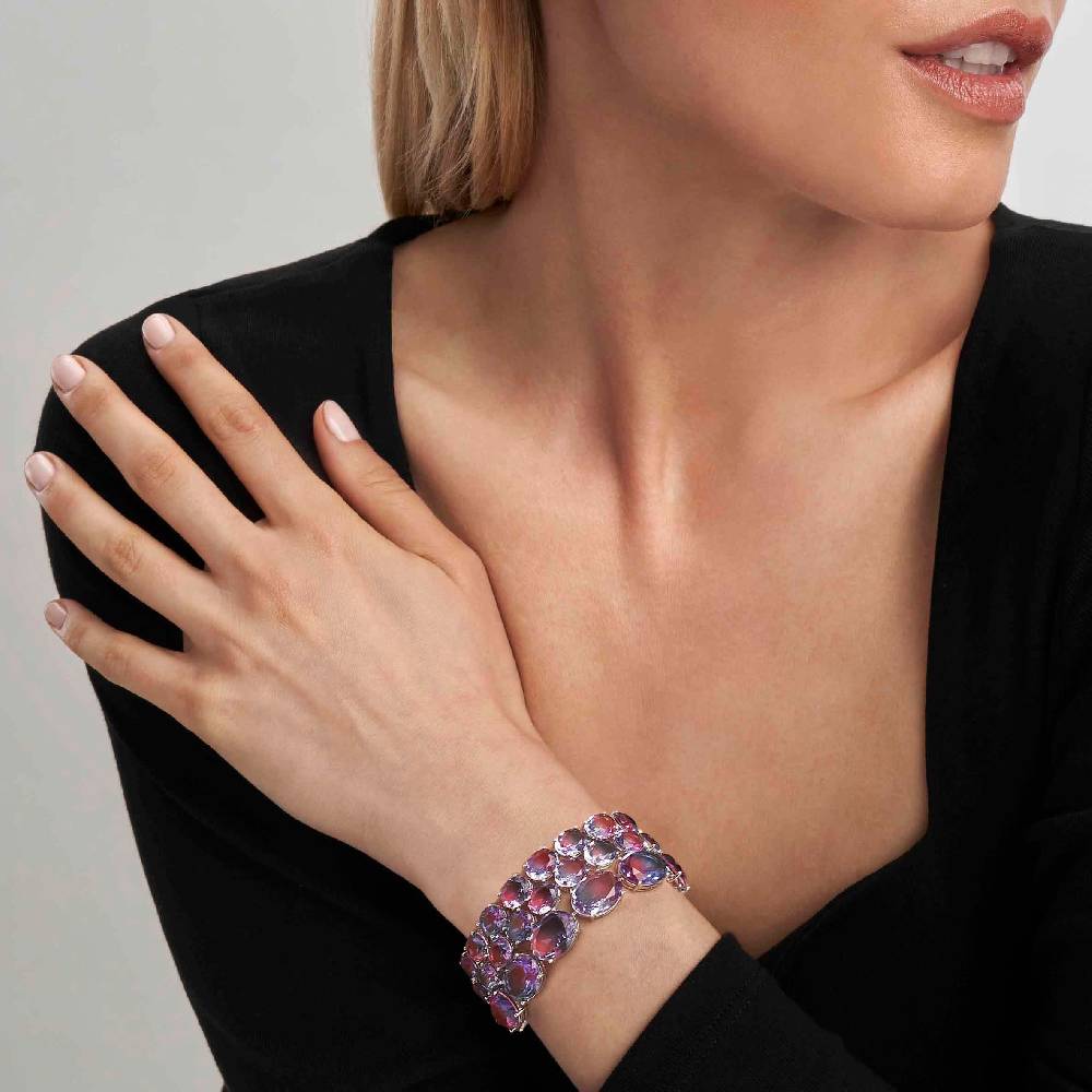 Nomination Bracciale Symbiosi con pietre grandi rosa e viola Soddisfazione Garantita