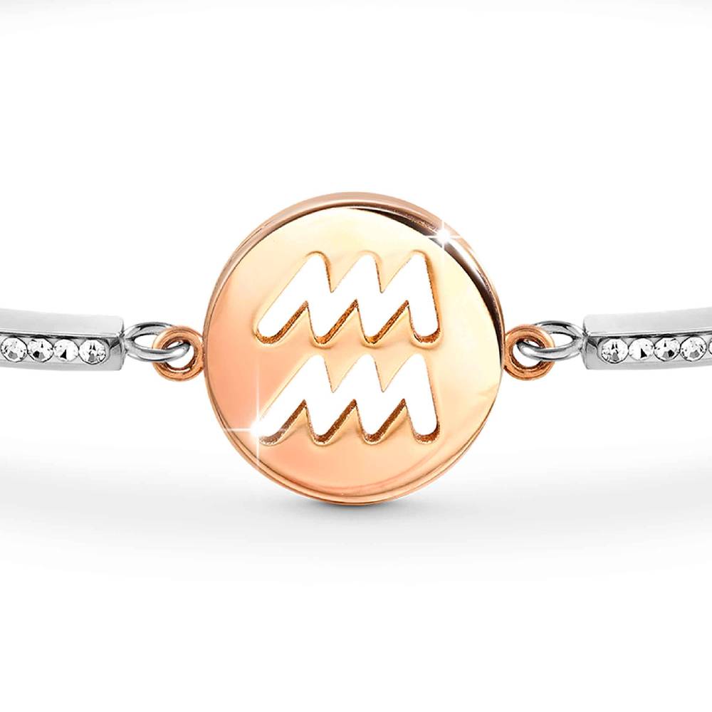 Nomination Bracciale Milleluci Zodiaco Acquario in PVD rosa e Cristalli In Vendita