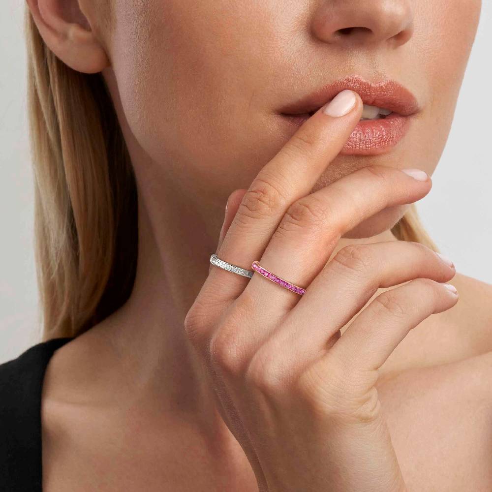 Nomination Anello Carismatica in Oro rosa e Pietre fucsia Spedizione Gratuita