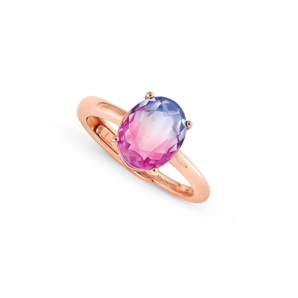 Nomination Anello Symbiosi pietra bicolor rosa viola
