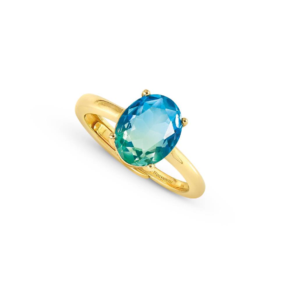 Nomination Anello Symbiosi con pietra bicolor verde azzurra