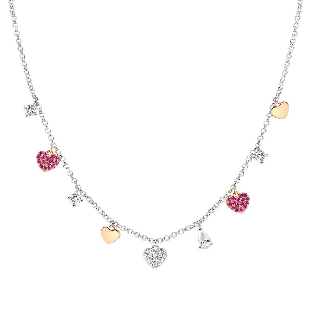 Nomination Collana Lucentissima Mix Pendenti Cuori e Cubic Zirconia
