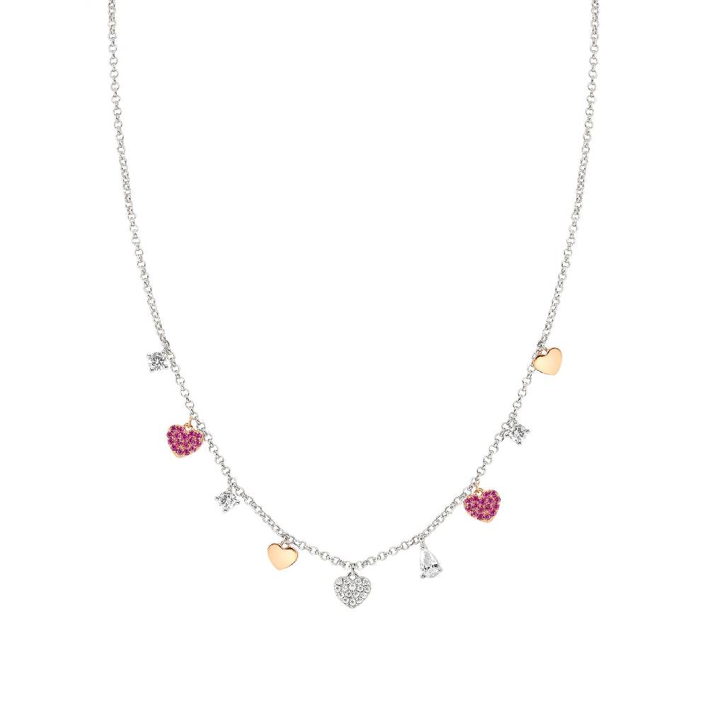 Nomination Collana Lucentissima Mix Pendenti Cuori e Cubic Zirconia In Vendita