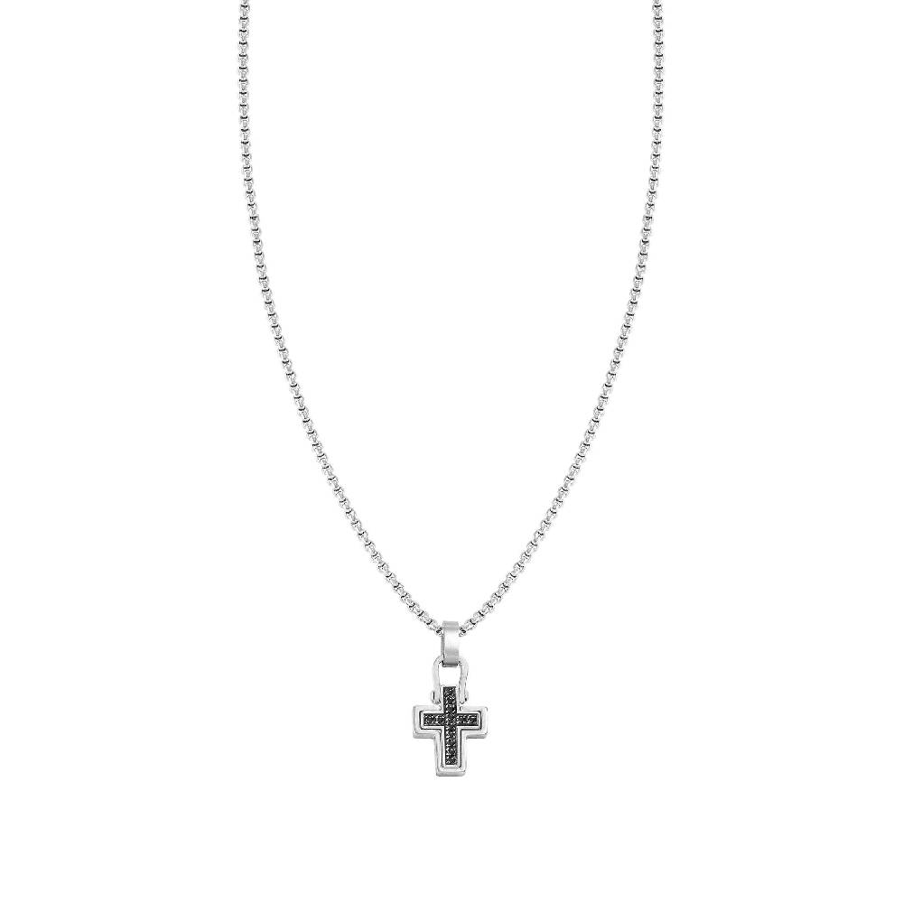 Nomination Collana Manvision con Croce e Pietre nere Presa