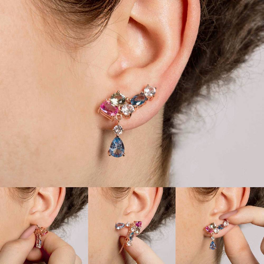 Nomination Orecchini Climber Colour Wave con Zircone Pendente 2025