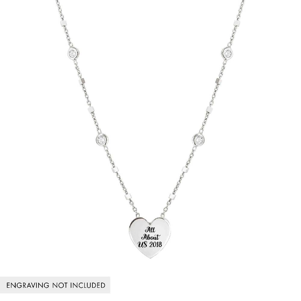 Nomination Collana Messaggi d'amore Cuore incidibile e Pietre bianche Affare Del Giorno