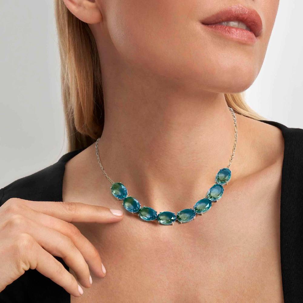 Nomination Collana Symbiosi con pietre Bicolor grandi celeste e verde Sottocosto