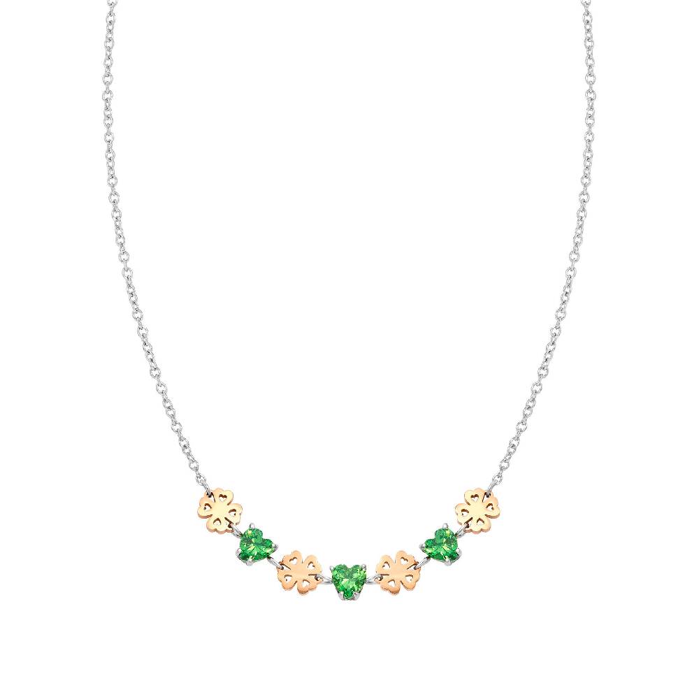 Nomination Collana Principessina pietre verdi e quadrifogli Novità