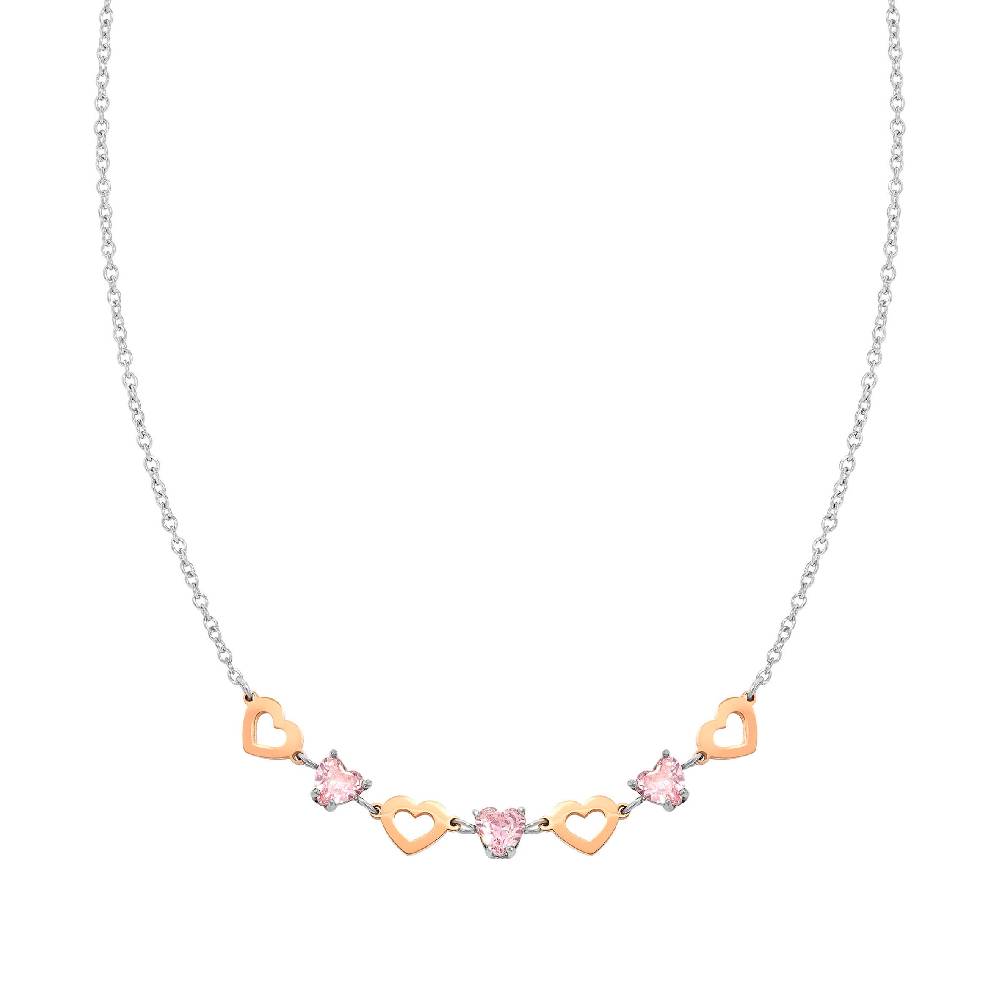 Nomination Collana Principessina pietre rosa e cuori Spedizione Gratuita