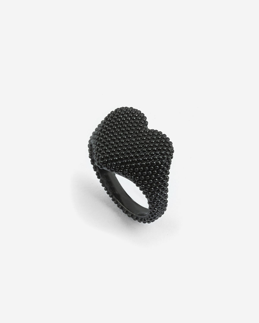 ﻿Nove25 ANELLO CHEVALIER CUORE PUNTINATO TOTAL BLACK Promozione