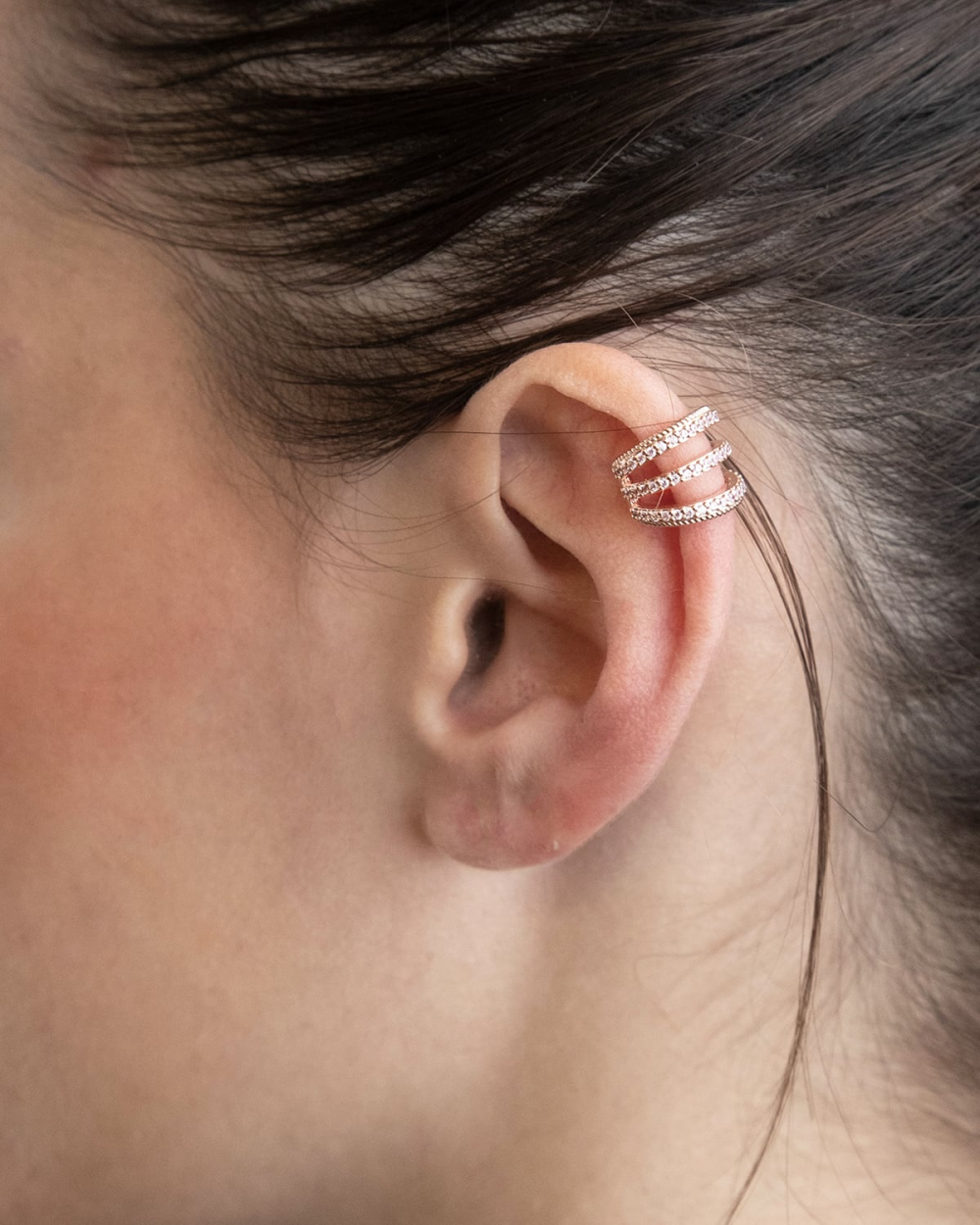 Nove25 EAR CUFF TRIPLE ROSE TIE PLACCATO ORO ROSA Sconto