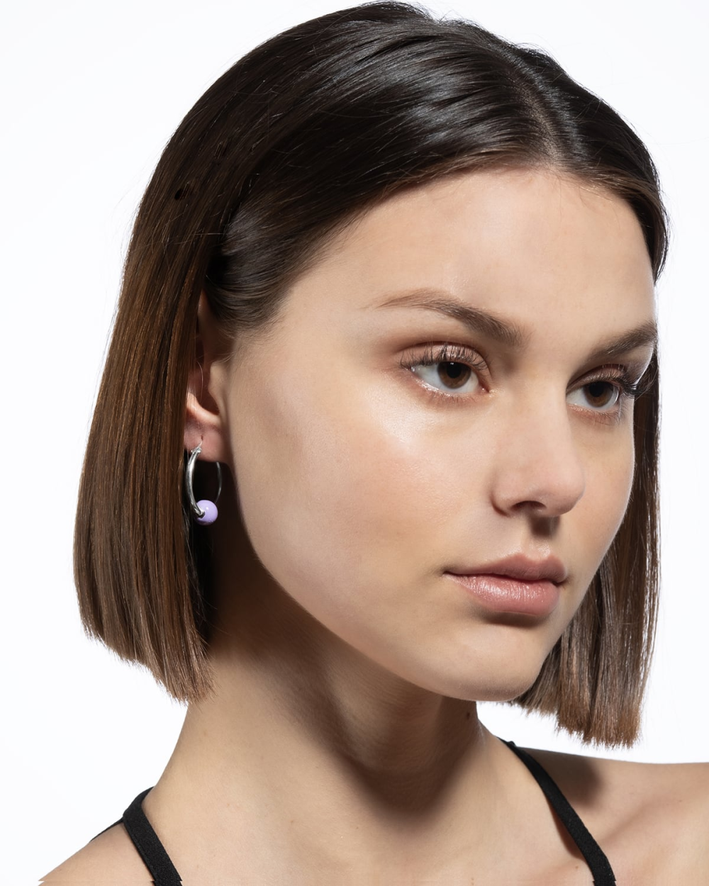 Nove25 ORECCHINO SINGOLO PIERCING SFERA SMALTO LILLA Nuova