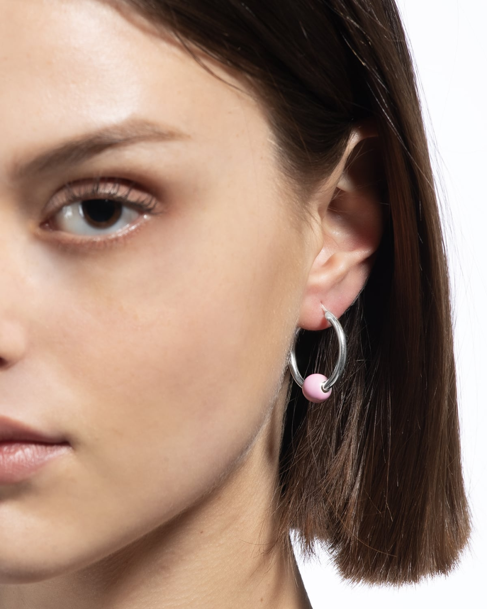 Nove25 ORECCHINO SINGOLO PIERCING SFERA SMALTO ROSA Moda