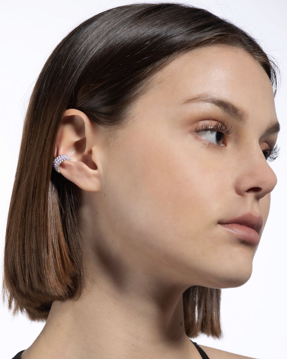 Nove25 EAR CUFF ORECCHINO SENZA BUCO PALLINE TRE GIRI SMALTO LILLA Italy