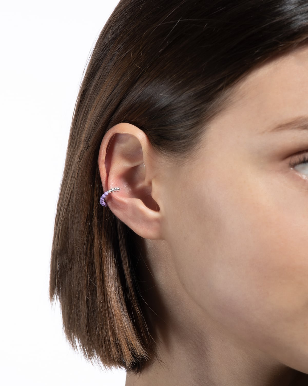 Nove25 EAR CUFF ORECCHINO SENZA BUCO PALLINE UN GIRO SMALTO LILLA 50% di sconto per tempo limitato