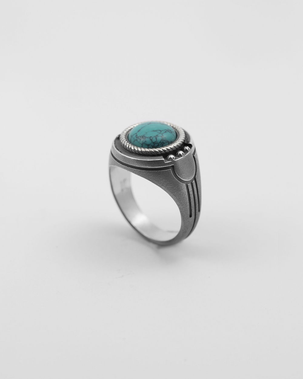 Nove25 ANELLO CHEVALIER FREGI GEOMETRICI TURCHESE Soddisfazione Garantita