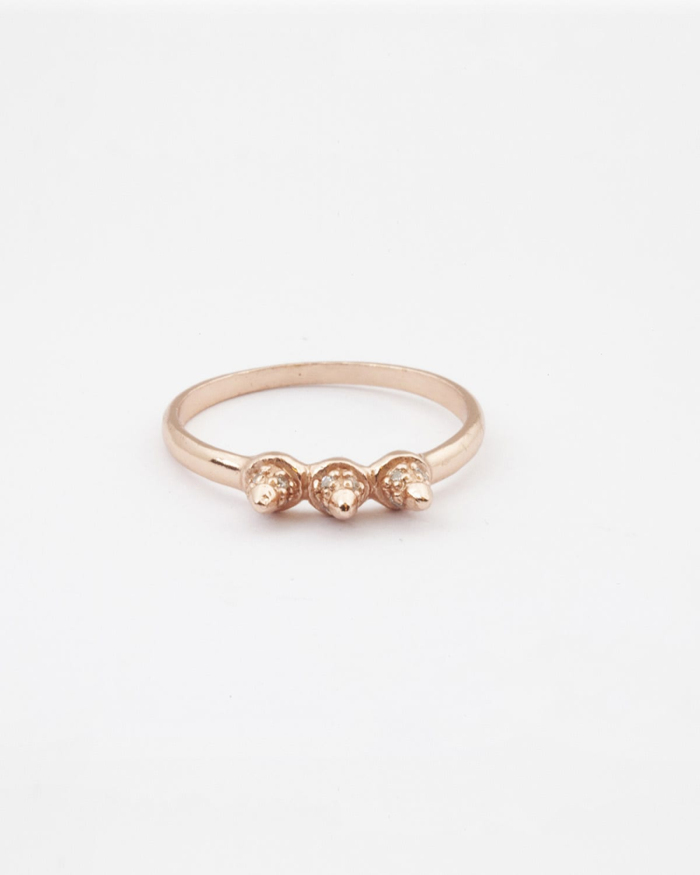 Nove25 FEDINA TRE CONI PICCOLI CON ZIRCONIA CUBICA ORO ROSA