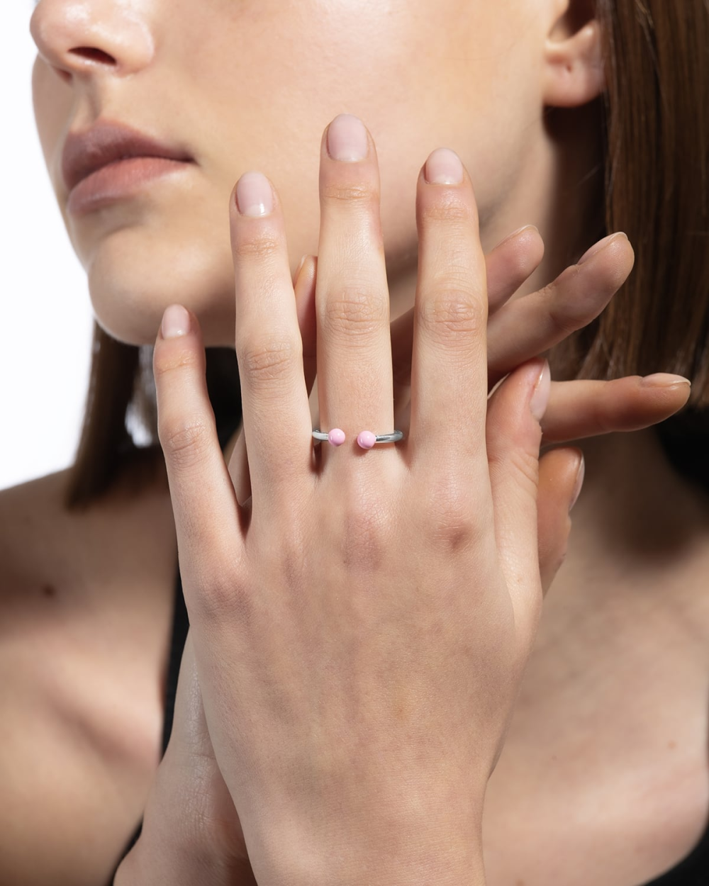 Nove25 ANELLO PIERCING SFERE GRANDE ROSA Nuovo