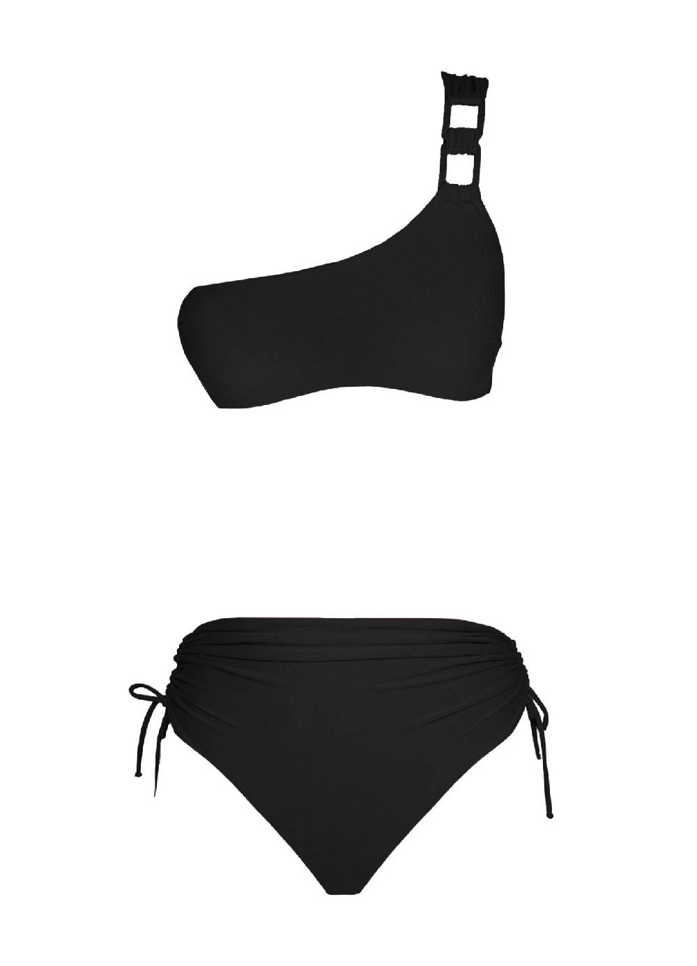 Olivia Gold Reggiseno Monospalla + Slip a vita alta drappeggiato In Vendita