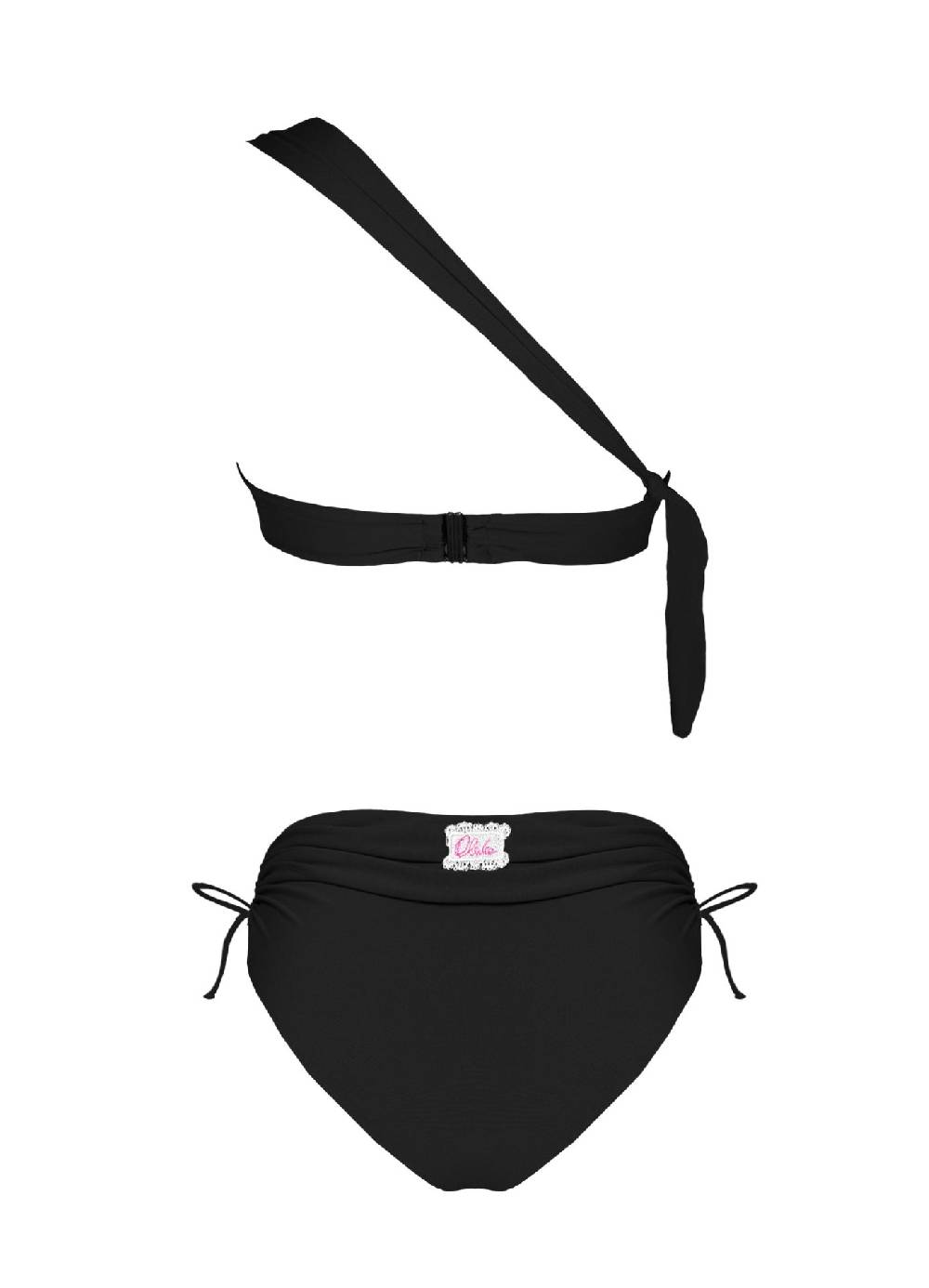 Olivia Gold Reggiseno Monospalla + Slip a vita alta drappeggiato In Vendita