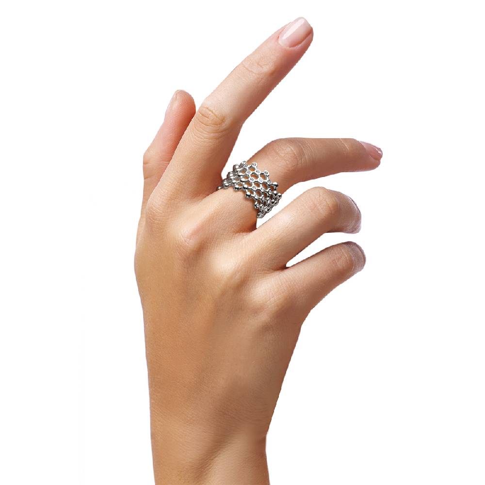 Opsobjects CLAIRE anello color argento fascia con strass Shopping Online
