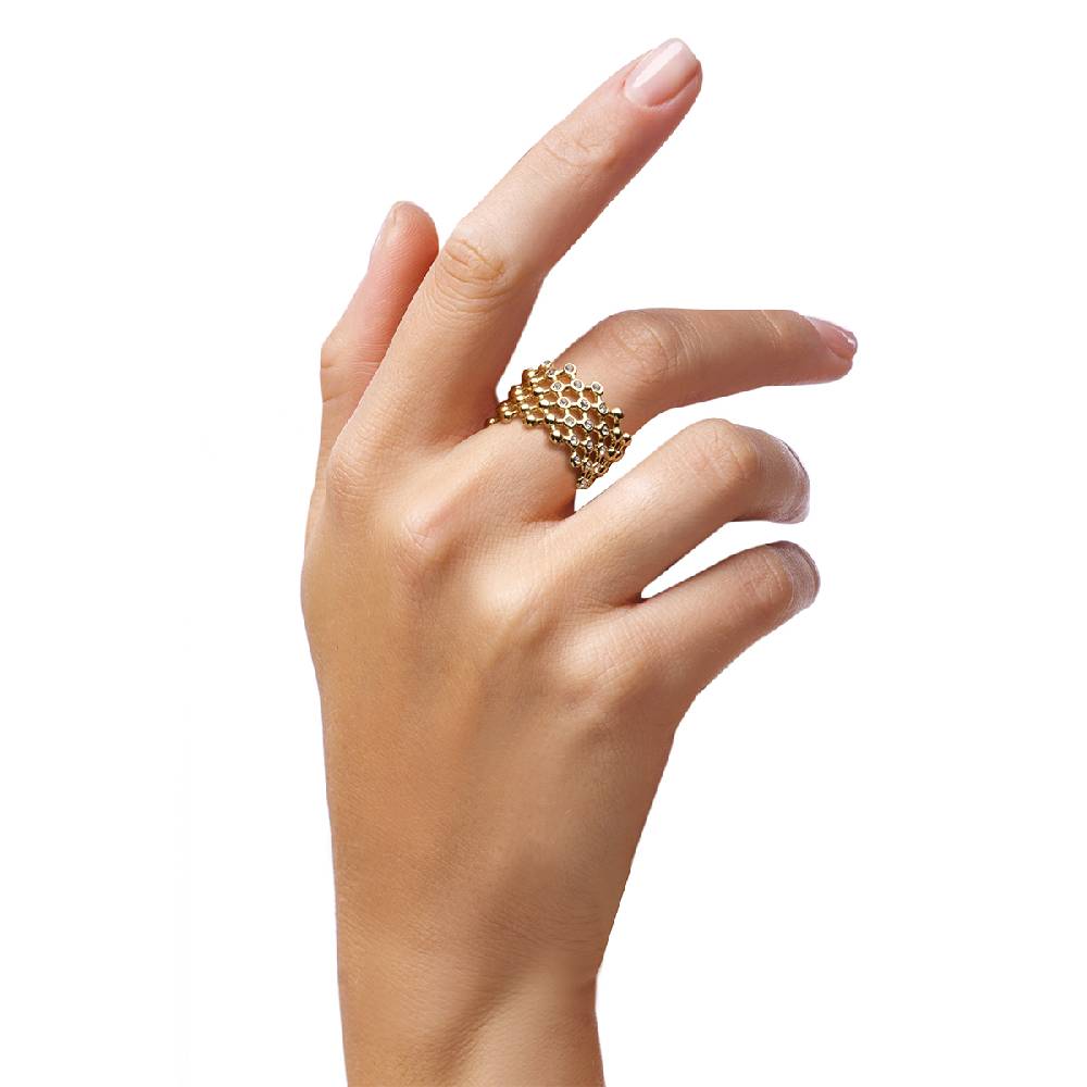 Opsobjects CLAIRE anello color oro fascia con strass 2025