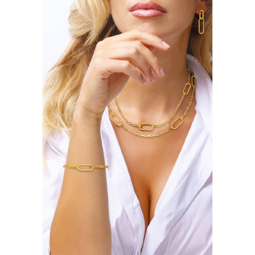Opsobjects GRACE orecchini con link ovale diamantato Vendita